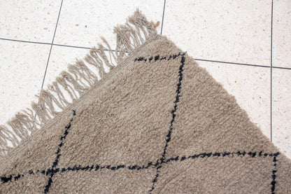 Beni Ourain Pile Rug — Cocoa Field with Charcoal Diamond Lattice