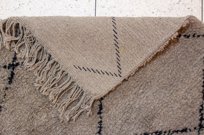 Beni Ourain Pile Rug — Cocoa Field with Charcoal Diamond Lattice
