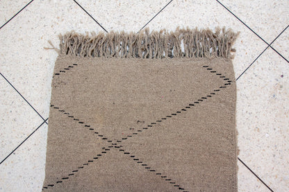 Beni Ourain Pile Rug — Cocoa Field with Charcoal Diamond Lattice