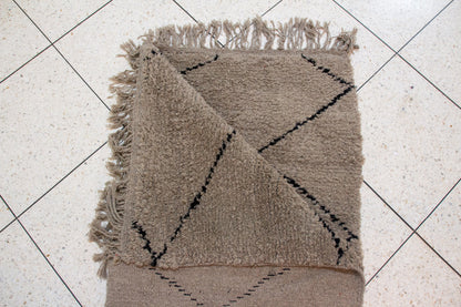 Beni Ourain Pile Rug — Cocoa Field with Charcoal Diamond Lattice