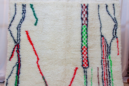 Azilal Pile Rug — Ivory Ground with Vertical Cascade Linework