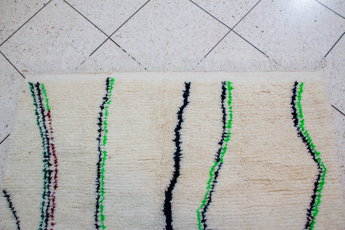 Azilal Pile Rug — Ivory Ground with Vertical Cascade Linework