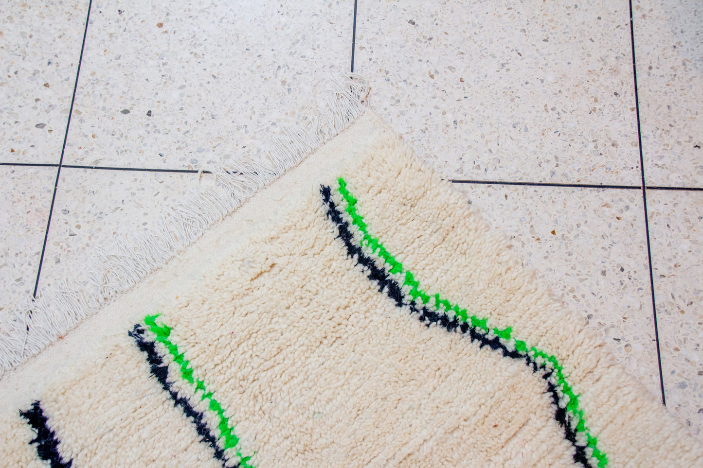 Azilal Pile Rug — Ivory Ground with Vertical Cascade Linework