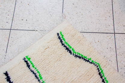 Azilal Pile Rug — Ivory Ground with Vertical Cascade Linework