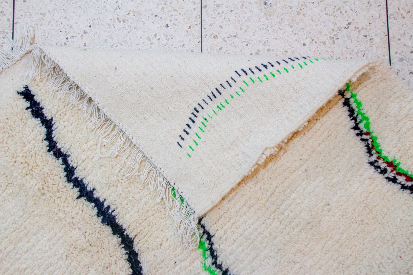 Azilal Pile Rug — Ivory Ground with Vertical Cascade Linework