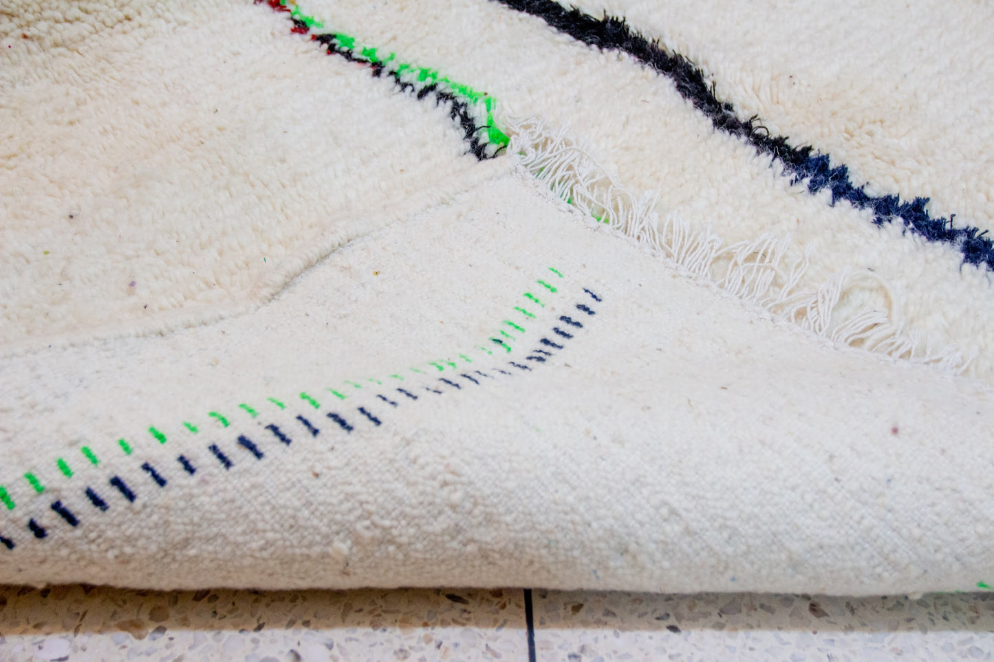 Azilal Pile Rug — Ivory Ground with Vertical Cascade Linework