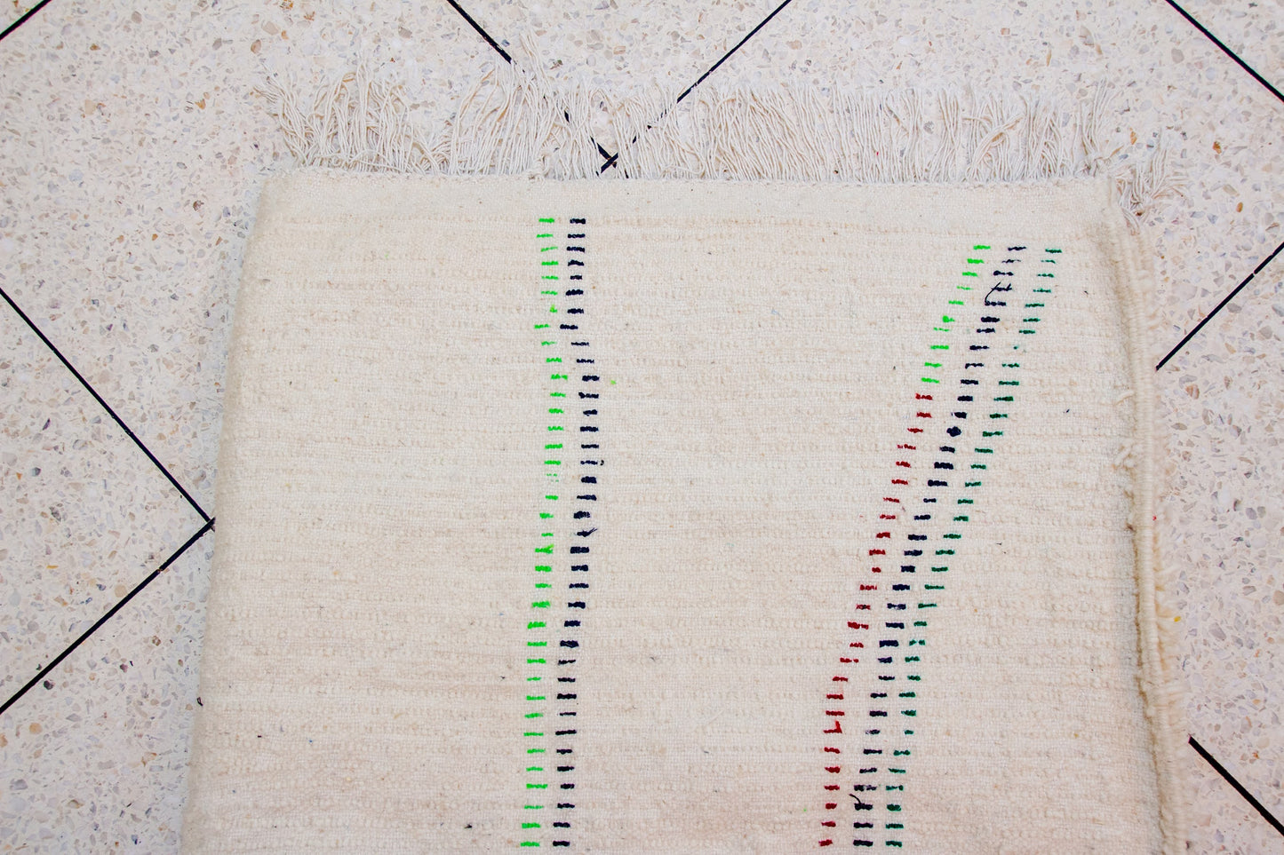 Azilal Pile Rug — Ivory Ground with Vertical Cascade Linework