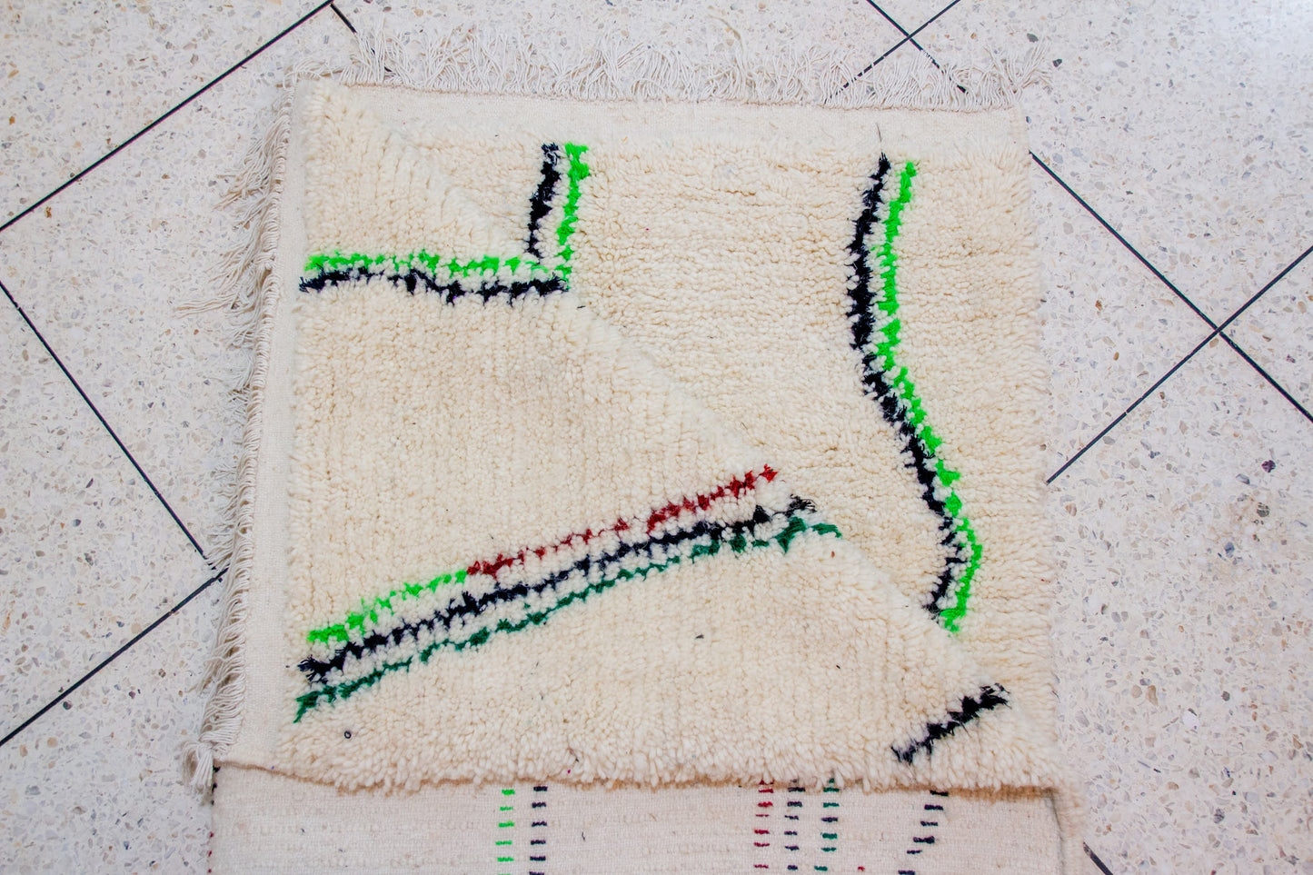 Azilal Pile Rug — Ivory Ground with Vertical Cascade Linework