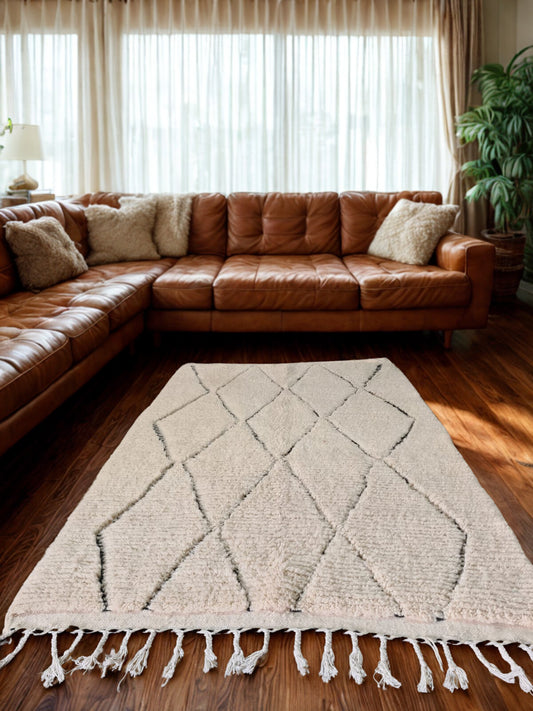 Rivers of Light – Beni Ourain Rug with Linear Glyph Flow