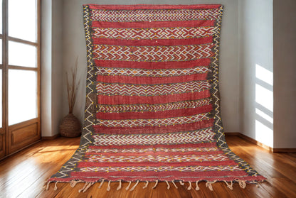 Crimson Atlas – Zayane Vintage Masterpiece in Ancestral Geometry