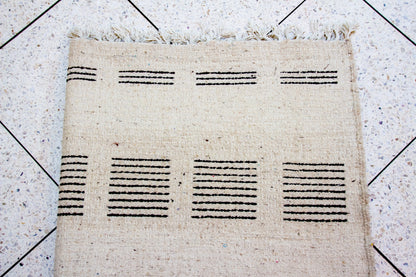 Beni Ourain Pile Rug — Ivory Field with Espresso Square Bands