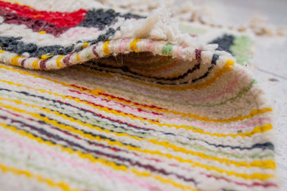 Azilal Pile Rug — Ivory Ground with Totemic Columns & Chevron Crowns