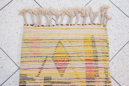 Azilal Pile Rug — Ivory Ground with Totemic Columns & Chevron Crowns
