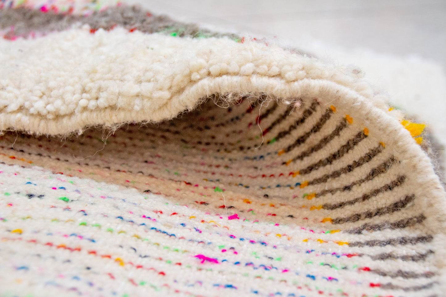 Azilal Pile Rug — Confetti Field with Monumental Graphite Lattice