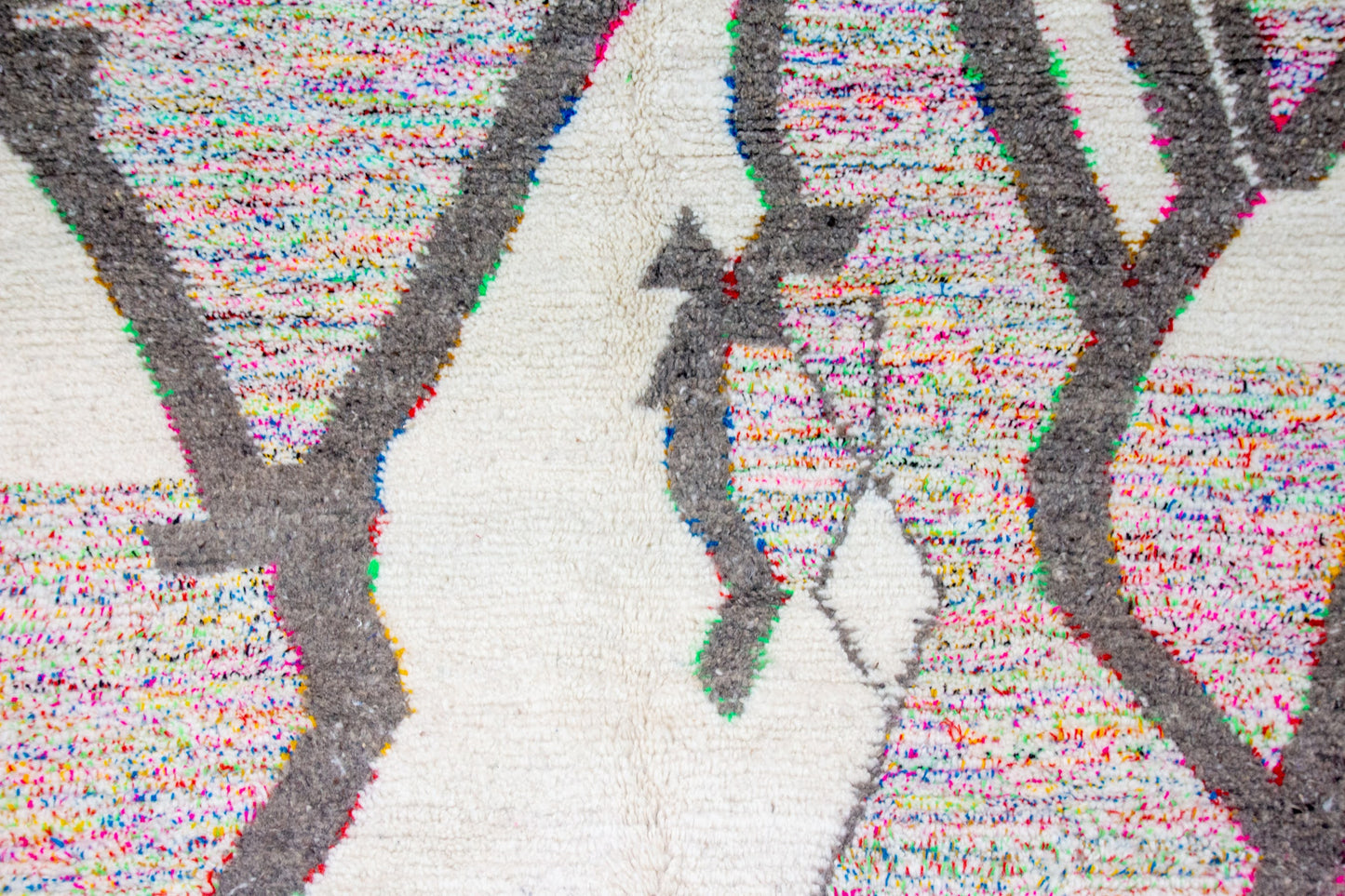 Azilal Pile Rug — Confetti Field with Monumental Graphite Lattice