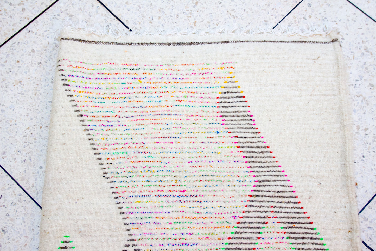 Azilal Pile Rug — Confetti Field with Monumental Graphite Lattice