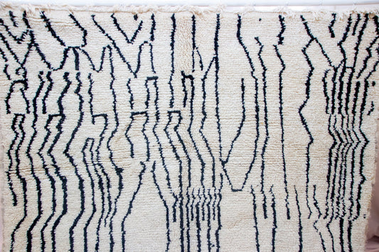 Beni Ourain Pile Rug — “Ink-Line Grove” on Ivory