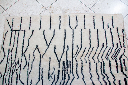 Beni Ourain Pile Rug — “Ink-Line Grove” on Ivory