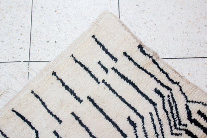 Beni Ourain Pile Rug — “Ink-Line Grove” on Ivory