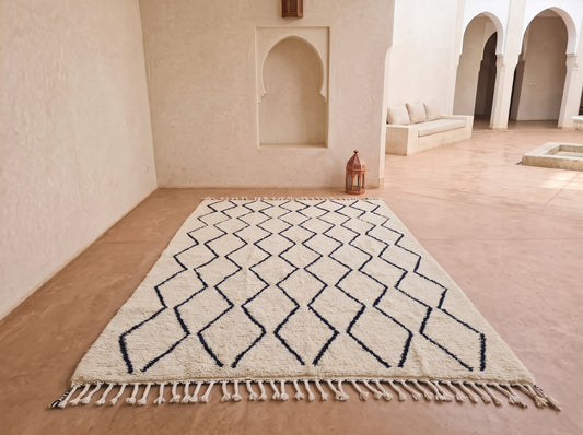 Beni Ourain Zigzag Lattice — Ivory/Ink