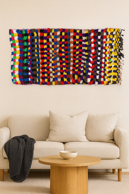 Fragments in Rhythm – Boucherouite Checkerboard in Reclaimed Textiles