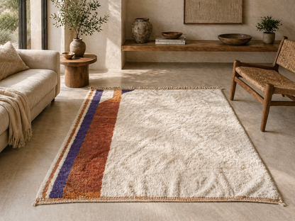 Beni Mrirt Margin Study — Ivory Field with Violet Selvedge