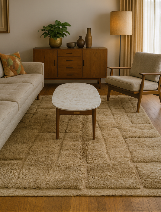 Taupe Relief Grid — Beni Mrirt Sculpted Checker