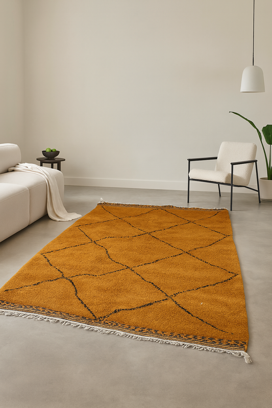 Marmoucha Saffron Diamond Field — Sculpted Atlas Wool