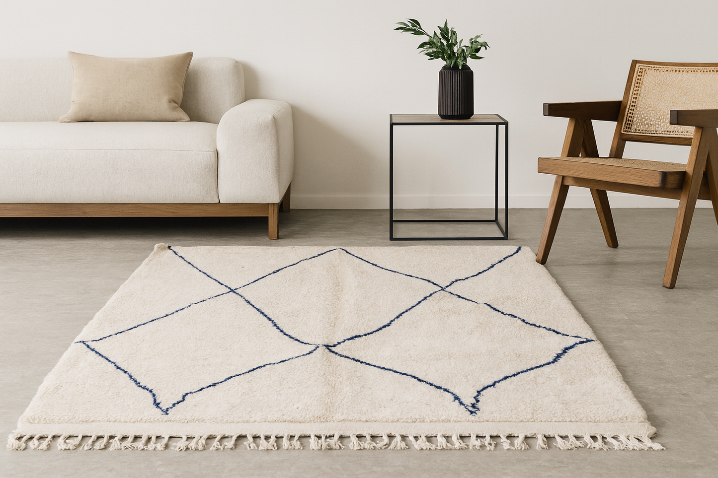 Beni Ourain • Indigo Linework Lattice