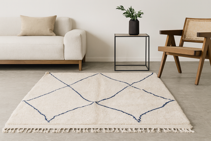 Beni Ourain • Indigo Linework Lattice