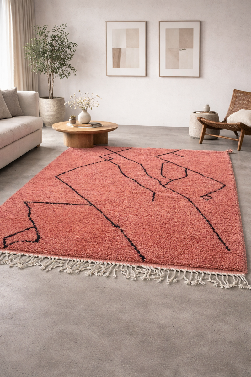 Azilal Abstract Line Field — Rose Ground Composition