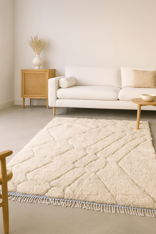Marmoucha Pile Rug — Ivory Tone-on-Tone Relief Chevron