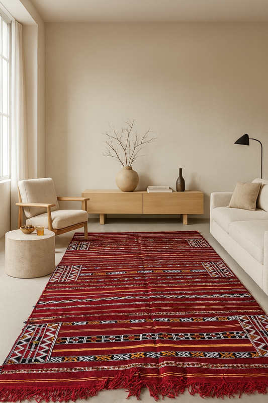 Zemmour Kilim — Crimson Caravan Bands II