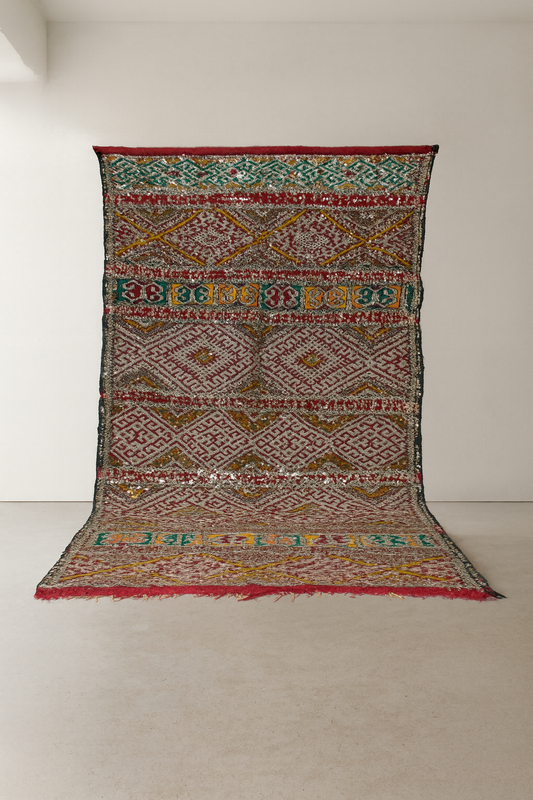 Ait Zayane Henbel Kilim — Labyrinth Bands & Crossed Medallions