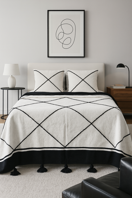 Safi Loom Set — Ink Lattice on Ivory