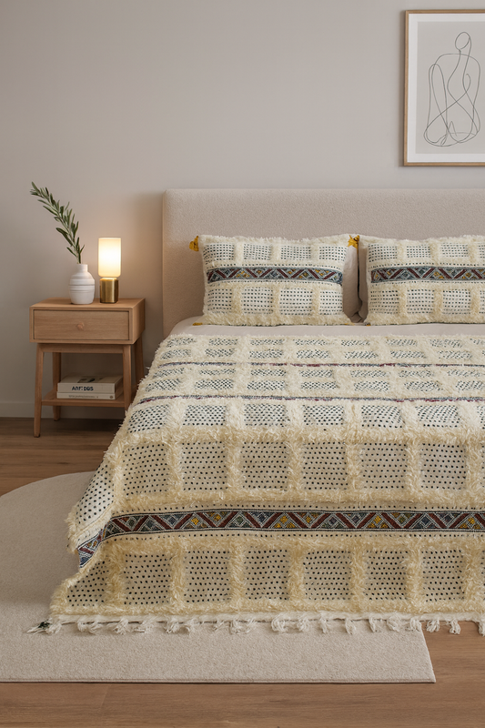 Aït Zayane Tabizart — Ivory Dot Wedding Blanket Set