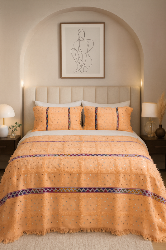 Aït Zayane Tabizart — Apricot Wedding Blanket Set