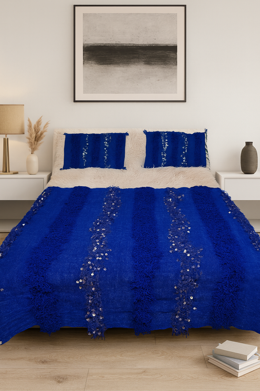 Atlas Velvet Handira Bands — Majorelle Blue