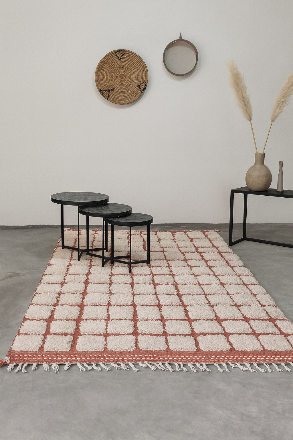 Marmoucha Raised Grid — Terracotta & Ivory