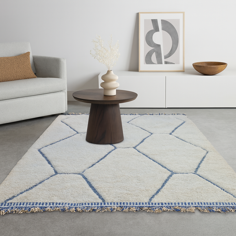 Marmoucha Azure Honeycomb — Ivory Field