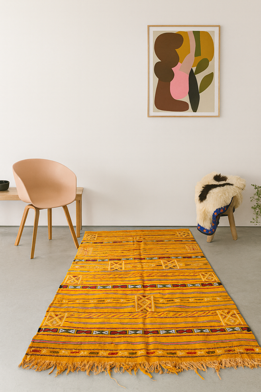 Zemmour Kilim Ledger Bands — Saffron Gold