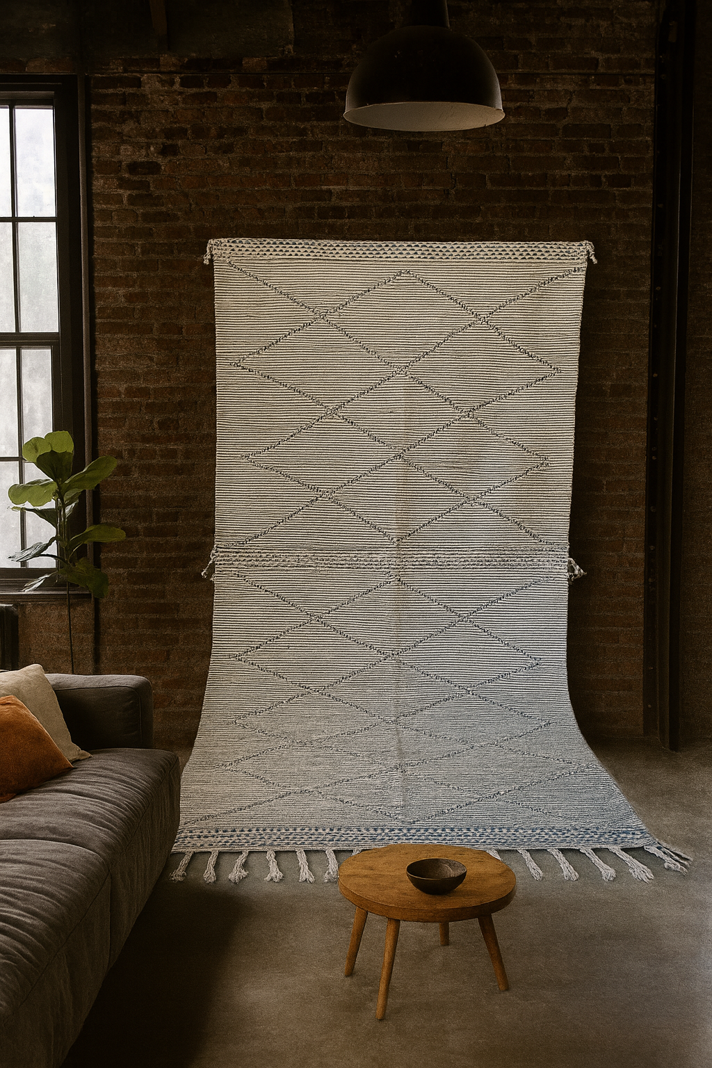 Zanafi Lattice Kilim — silver/Ivory