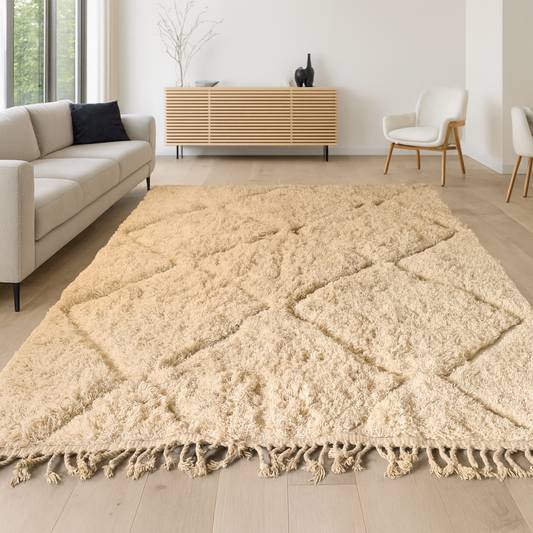 Marmoucha Diamond Lattice — Natural Ivory Wool