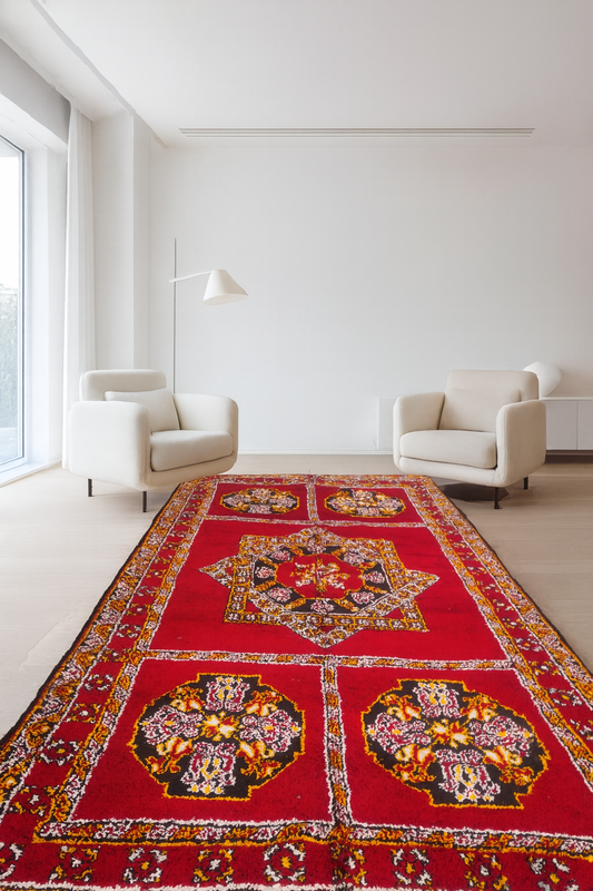Zayane Panel Medallions — Carmine Red Wool Runner
