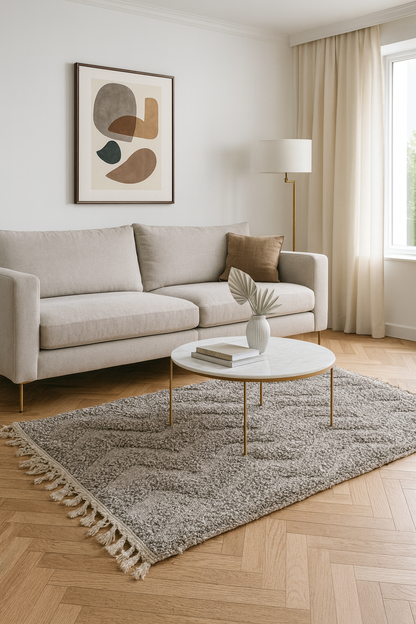 Boujaad Tonal Chevron — Stone Grey Wool