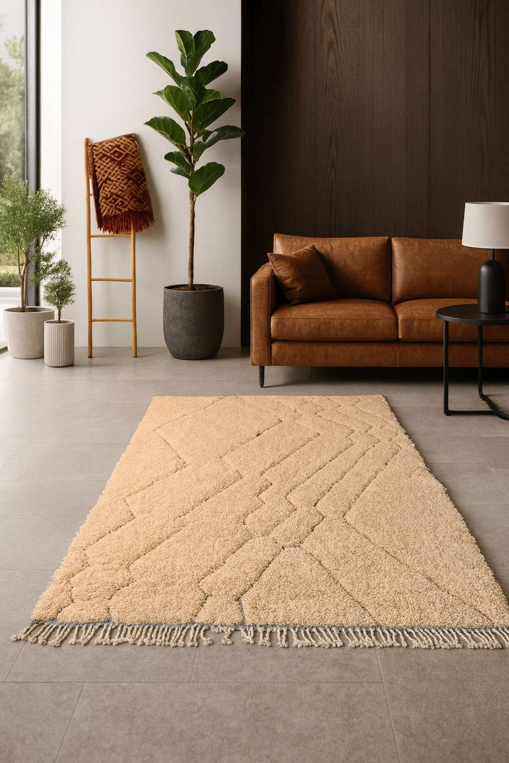 Marmoucha Pile Rug — Ivory Tone-on-Tone Relief Chevron