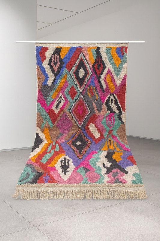 Boujaad Pile Rug — Prismatic Lozenges & Abstract Blocks in Jewel Tones