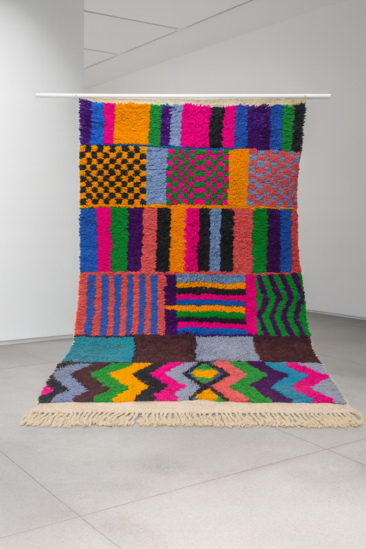 Boujaad Pile Rug — Chromatic Patchwork of Stripes, Checks & Zigzags
