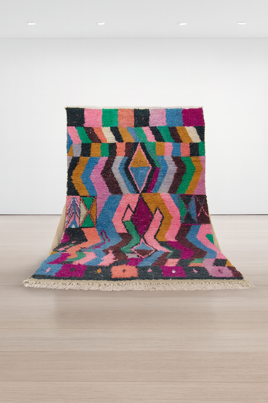Boujaad Pile Rug — Prismatic Chevron Registers with Central Diamond Medallion