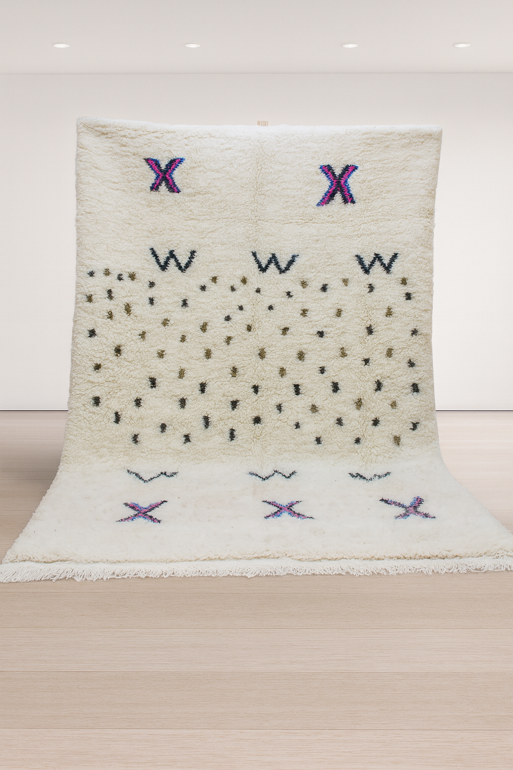 Azilal Pile Rug — Ivory Constellation with “X” & “W” Charms